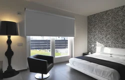 Curtains for the bedroom with black wallpaper photo