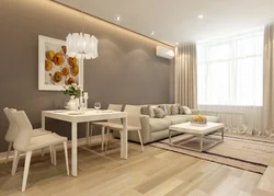 Light wallpaper in the kitchen living room photo