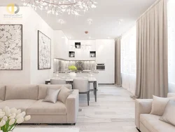 Light wallpaper in the kitchen living room photo
