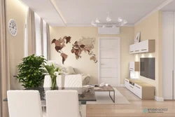 Light wallpaper in the kitchen living room photo