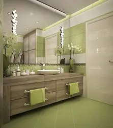 Bathroom design in gray-green tones