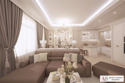 Avro üç otaqlı mənzil dizaynı mətbəx qonaq otağı ilə