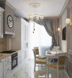 Neoclassical kitchen design photo in the interior