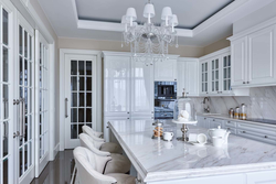 Neoclassical kitchen design photo in the interior