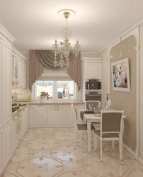 Neoclassical kitchen design photo in the interior