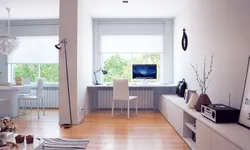 Yashash xonasining ichki qismidagi stol usti fotosurati