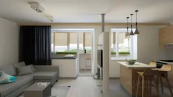 Студия 30 кв дизайн с кухней и балконом м