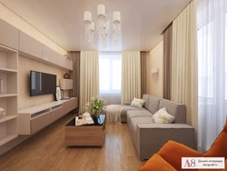 Panel evin üç otaqlı mənzilində zalın dizaynı