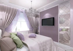 Lilac gray bedroom interior