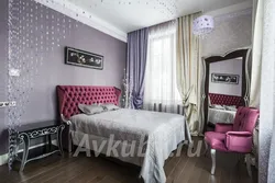 Lilac gray bedroom interior