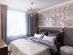 Lilac gray bedroom interior
