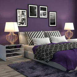 Lilac gray bedroom interior