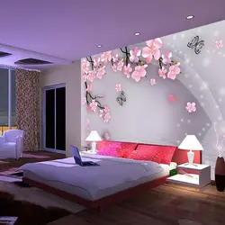 3D divar kağızı ilə yataq otağı dizaynı