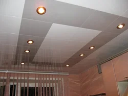 Ceiling made of PVC panels in the kitchen photo