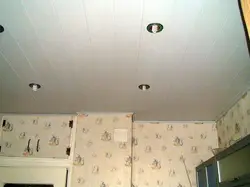 Ceiling made of PVC panels in the kitchen photo