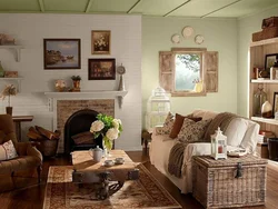 Country style in the interior of a living room in a house photo