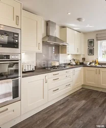 Kitchen interior with beige floor