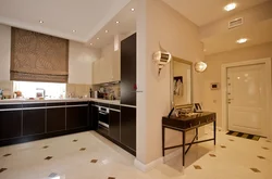 Kitchen interior with beige floor