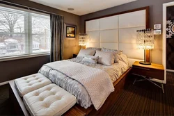 Bed in modern bedroom interior