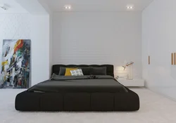 Bed in modern bedroom interior