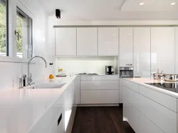 White kitchen facades in the interior