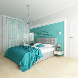 Мятна шэры колер у інтэр'еры спальні