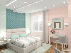 Mint gray color in the bedroom interior