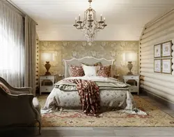 Bedroom style in the interior of a country house