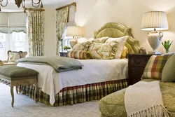 Bedroom textiles in the interior photo