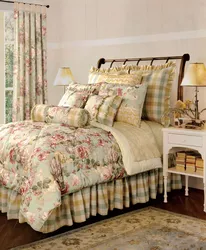 Bedroom textiles in the interior photo