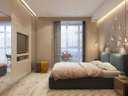 Bedroom interior 18 sq m rectangular shape