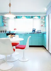 Interior in blue tones modern in the kitchen