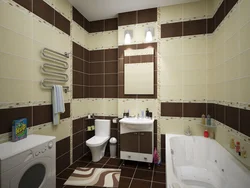 Ванна бөлмесінің ақ және қоңыр тақтайшаларының фотосы