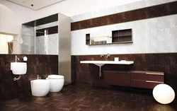 Photo of bathroom tiles white and brown