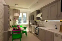 Kitchen 9 sq.m. with balcony design