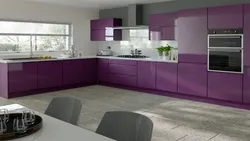 What colors go with eggplant color in the kitchen interior