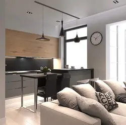 Zamonaviy uslubda oshxona yashash xonasi dizayni 24 kv