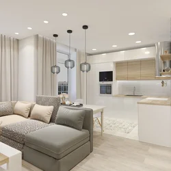 Kitchen living room design in a modern style 24 sq m