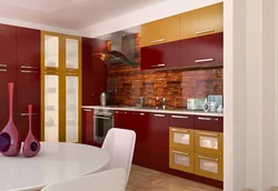 Interior color combination in cherry kitchen