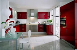 Interior color combination in cherry kitchen