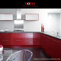 Interior color combination in cherry kitchen