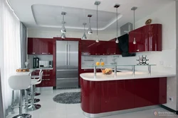 Interior color combination in cherry kitchen