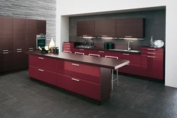 Interior color combination in cherry kitchen