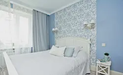 Дызайн блакітнай маленькай спальні