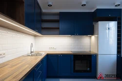 Blue corner kitchen design photo