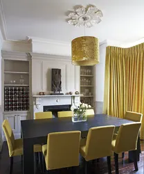 Yellow kitchen living room interior