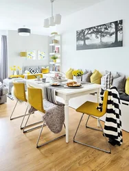 Yellow Kitchen Living Room Interior