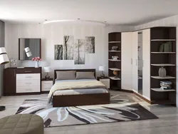 Bedroom with corner wardrobe room design