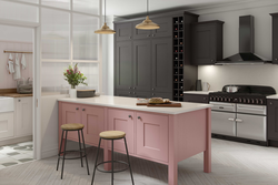 Gray pink kitchen interior