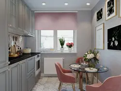 Gray Pink Kitchen Interior